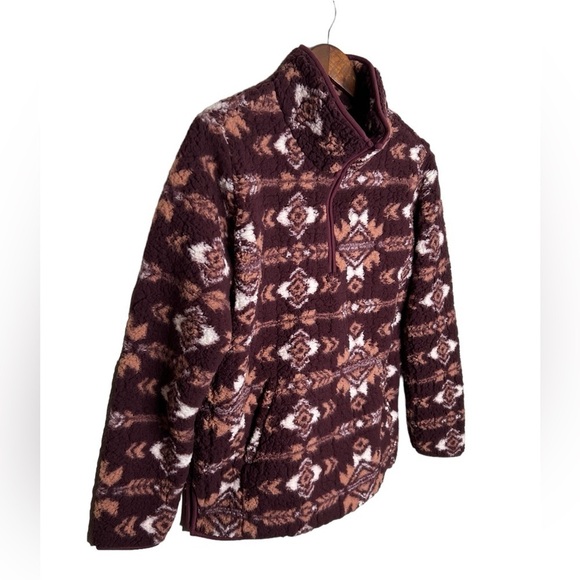 Wrangler Women’s Retro Southwestern Print Fleece Quarter Zip Sweater - Picture 7 of 14
